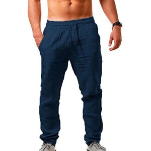 Générique Pantalon Lin Homme Été Pantalon Coton Lin Baggy Taille Elastique Léger Confortable Respirant Pantalons Large Décontracté Pantalon de Sport Jogging Yoga Plage Grande Taille Couleur Unie Pas Cher 224 - Publicité