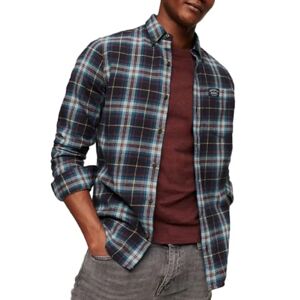 Superdry L/S Cotton Lumberjack Shirt, Drayton Check Navy 2, XXL Homme - Publicité