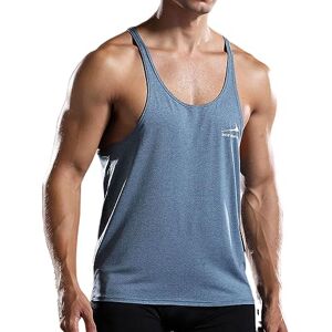 Rane Sports Débardeur d'entraînement athlétique de Musculation pour Hommes Y Back Fitness Tank sans Manches Gym Vest Gris Bleu L - Publicité