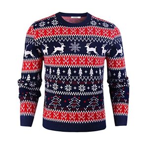 iClosam Pull de Noël Homme à Manche Longue Tricots Top Pullover Imprimé Col Rond Multicolore XXL - Publicité