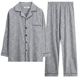 FGUUTYM Pyjama pour homme en coton à manches longues en coton fin Plaid Grande taille Décontracté Portable Vêtements de maison Costume, e, XXXL - Publicité