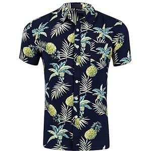 Aotorr Chemise Hawaïenne pour Homme Manche Court Coton Casual Plage d'été Ananas Noir A16 2XL - Publicité