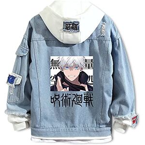 jiminhope Jujutsu Kaisen Veste à Capuche Itadori Yuji Gojo Satoru Ryomen Sukuna Cosplay Sweat-Shirts Faux Deux pièces Couture Veste en Jean Outwear pour Hommes Femmes - Publicité