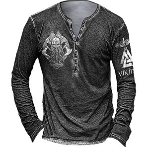 uxxnjfg Deguisement Halloween Homme Chemise Homme Manches Longues Col Mao Tee Shirt Homme Vintage Assassin Creed Viking Gothique Steampunk Pirate Medieval Pas Cher Sweat Hauts Militaire Veste Blanche XL - Publicité