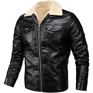 RYTEJFES Veste en cuir chaude pour homme Veste en laine Col montant Veste fonctionnelle Imperméable et respirante Veste de moto pour homme Coupe-vent 4XL Doublée XS Veste d'hiver Veste - Publicité