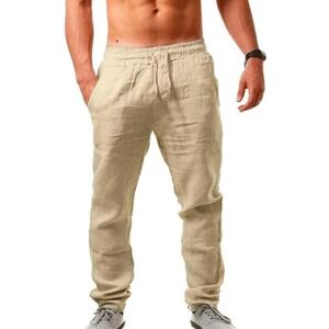 Générique Pantalon Lin Homme Été Pantalon Coton Lin Baggy Taille Elastique Léger Confortable Respirant Pantalons Large Décontracté Pantalon de Sport Jogging Yoga Plage Grande Taille Couleur Unie Pas Cher 224 - Publicité