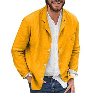 Susenstone Veste en Lin Hommes Manches Longues été Cardigan en Lin de Travail Décontractée Respirant Plage Classique Col Mao Yoga Ample Chemise boutonnée Coton Lin T-Shirts Top Pas Cher - Publicité