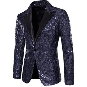 Gefomuofe Blazer à paillettes pour homme avec col châle Veste de smoking pour homme Simplicité Veste élégante formelle Convient à la coupe droite, Marine, L - Publicité