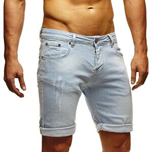 LEIF NELSON Pour des hommes Jeans Shorts LN1397; W34; Brillant bleu clair - Publicité