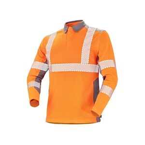 Cepovett - Polo manches longues Fluo Safe Orange / Gris Taille SS