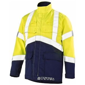 Cepovett - Blouson de travail multirisques en coton majoritaire SILVER TECH 260 Jaune / Bleu Marine Taille XL