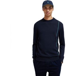 Contrast-trimmed Merino Wool Crew Neck Sweater Bleu L Homme Bleu L male