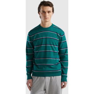 United Colors of Benetton Benetton, Pull Rayé 100 % Coton, taille XS, Vert Foncé, Homme - Publicité