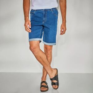 Bermuda denim stretch ceinture élastiquée côtés - BlancheporteToujours dans l'air du temps avec son look décontracté, le bermuda s'offre une coupe particulièrement confortable avec son denim extensible et sa ceinture élastiquée côtés. Vous le porterez tou - Publicité