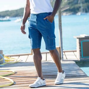 Blancheporte Bermuda Denim Coupe Cargo Coton Stretch - Homme Bleu 42