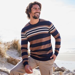 Pull col rond rayures placees - BlancheporteFines et larges, les rayures s'amusent a jouer les contrastes ! Classique du style et de la decontraction, le pull col rond dynamise la silhouette et rechauffe le look.XLBleu