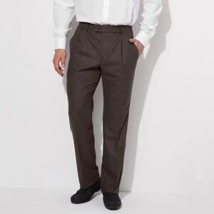 Blancheporte Pantalon Taille Élastiquée À Pinces - Polyester/laine - Homme Marron 58