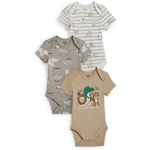 C&A Lot de 3-animaux sauvages-bodys bébé, Beige, Taille: 6M