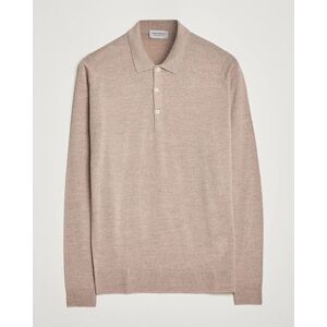 John Smedley Belper Extra Fine Merino Polo Pullover Soft Fawn