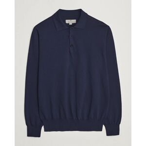 Canali Cotton Long Sleeve Polo Navy