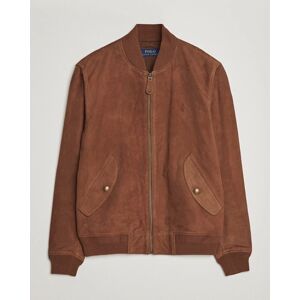 Polo Ralph Lauren Gunners Lined Suede Bomber Jacket Country Brown