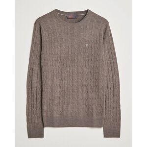 Morris Merino Cable Crew Neck Light Brown