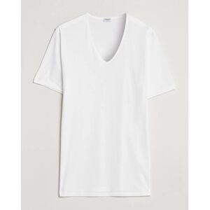 Zimmerli of Switzerland Sea Island Cotton V-Neck T-Shirt White