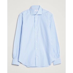 Mazzarelli Soft Cotton Cut Away Shirt Blue Stripe
