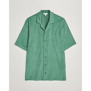 Sunspel Towelling Camp Collar Shirt Thyme Green