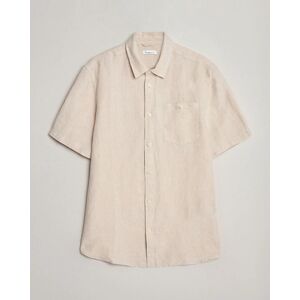 KnowledgeCotton Apparel Regular Short Sleeve Linen Shirt Yarndyed Beig