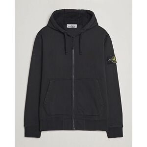 Stone Island Garment Dyed Cotton Fleece Full Zip Hood Black