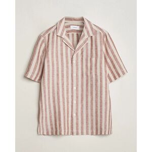 Lardini Striped Short Sleeve Linen Shirt Beige/Red