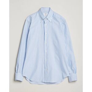 Mazzarelli Soft Oxford Button Down Shirt Blue Stripe