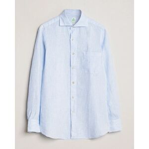 Finamore Napoli Gaeta Striped Linen Pocket Shirt Light Blue