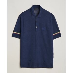 Etro Knitted Cotton/Linen Polo Navy