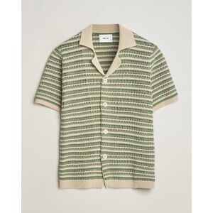 NN07 Henry Knitted Striped Short Shleeve Shirt Ecru/Green
