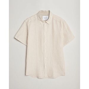 Les Deux Kris Linen Striped Short Sleeve Shirt Sand/Ivory