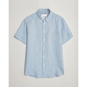 Les Deux Kris Linen Striped Short Sleeve Shirt Blue/Ivory