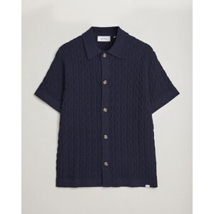 Les Deux Garret Knitted Short Sleeve Shirt Dark Navy