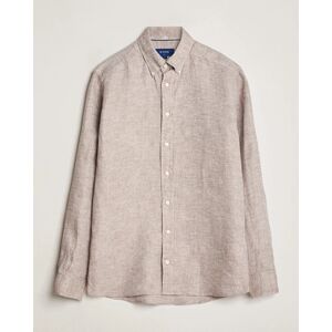 Eton Slim Fit Linen Button Down Shirt Brown