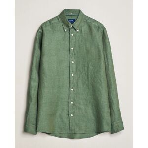 Eton Slim Fit Linen Button Down Shirt Dark Green