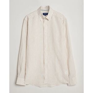 Eton Slim Fit Striped Linen Shirt Beige/White