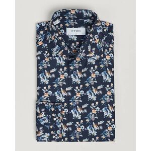 Eton Slim Fit Twill Printed Flower Shirt Navy Blue