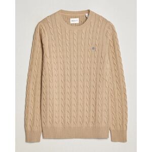 GANT Cotton Cable Crew Neck Pullover Dark Khaki