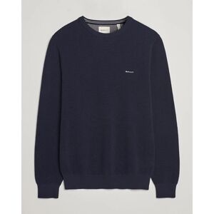 GANT Cotton Pique Crew Neck Sweater Evening Blue