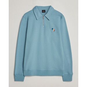 PS Paul Smith Cotton/Linen Zebra Half Zip Blue