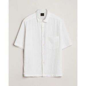 Oscar Jacobson Short Sleeve City Crepe Cotton Shirt White