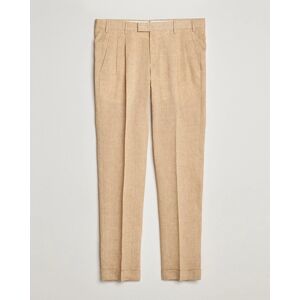 PT01 Slim Fit Pleated Linen Trousers Light Beige