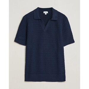 Sunspel Chunky Knit Polo Navy