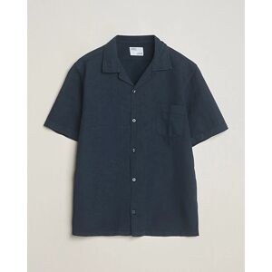 Colorful Standard Cotton/Linen Short Sleeve Shirt Navy Blue